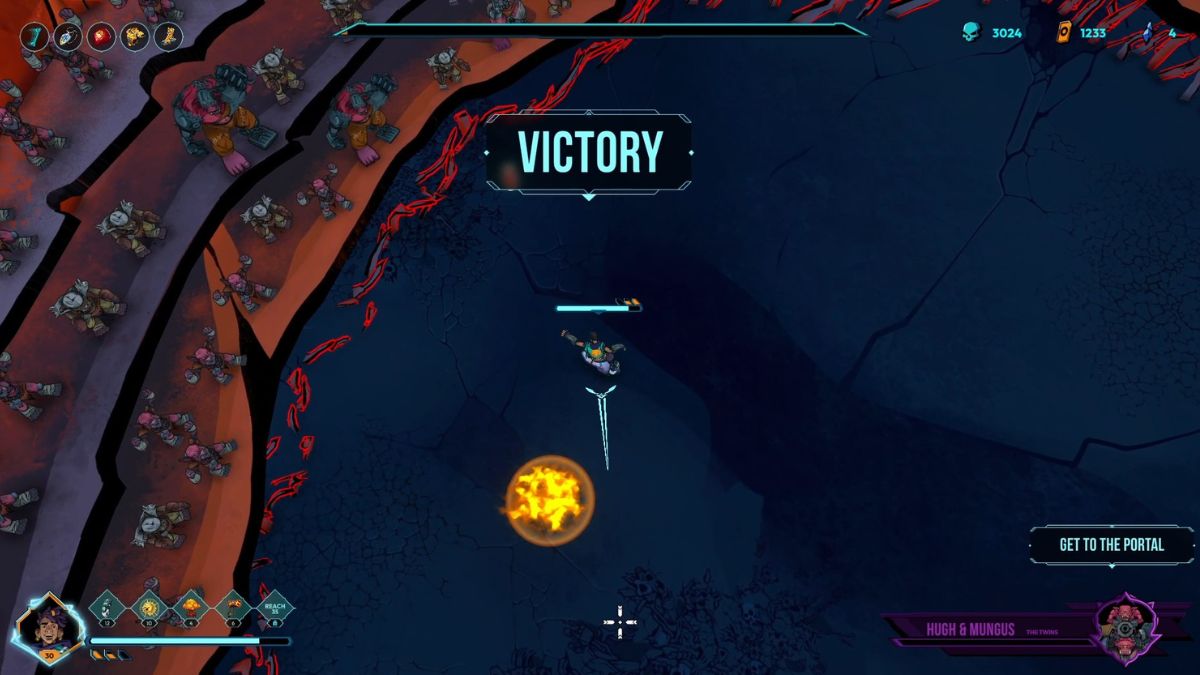 The victory screen after a player has defeated Hugh & Mungus in Defenders of the Omniverse