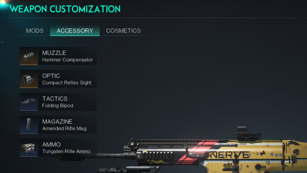 Weapon accessories on a player's assault rifle in Once Human.