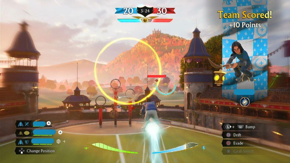 A Player chases the Snitch during a Multiplayer match in Harry Potter: Quidditch Champions.