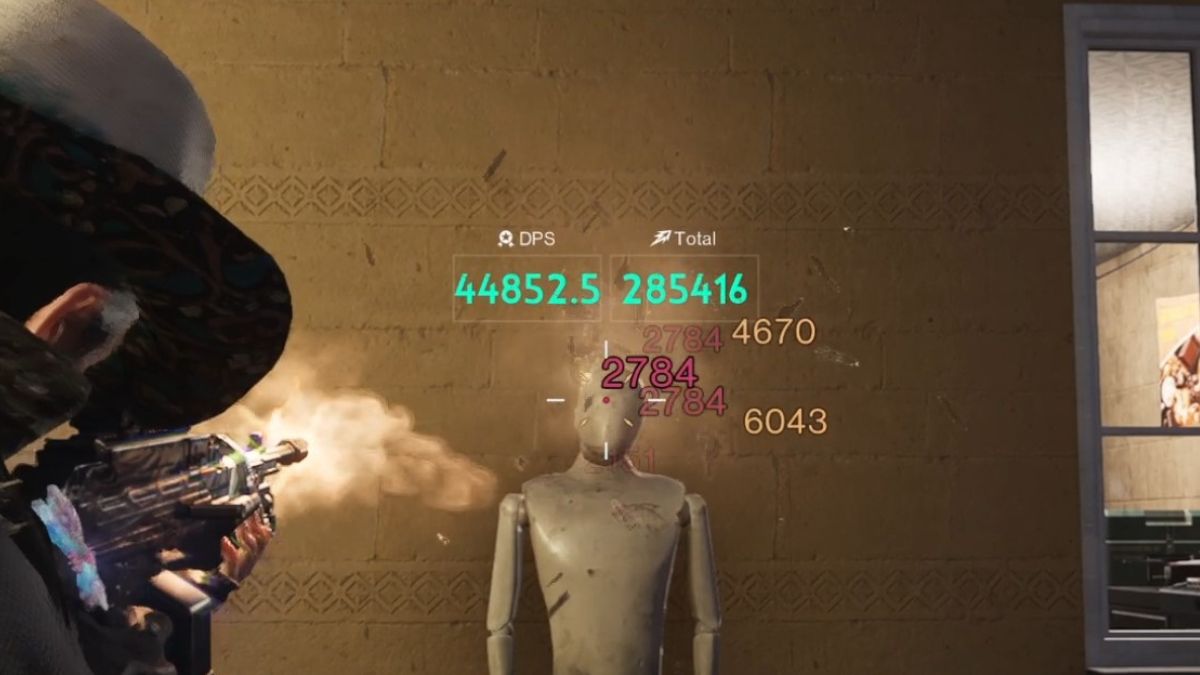 A player testing the unbuffed peak damage for the Fast Gunner crit build on a testing dummy in Once Human.