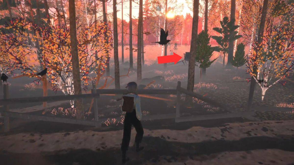 The location of a hidden chest near Kopnik, highlighted by an arrow in Reka.