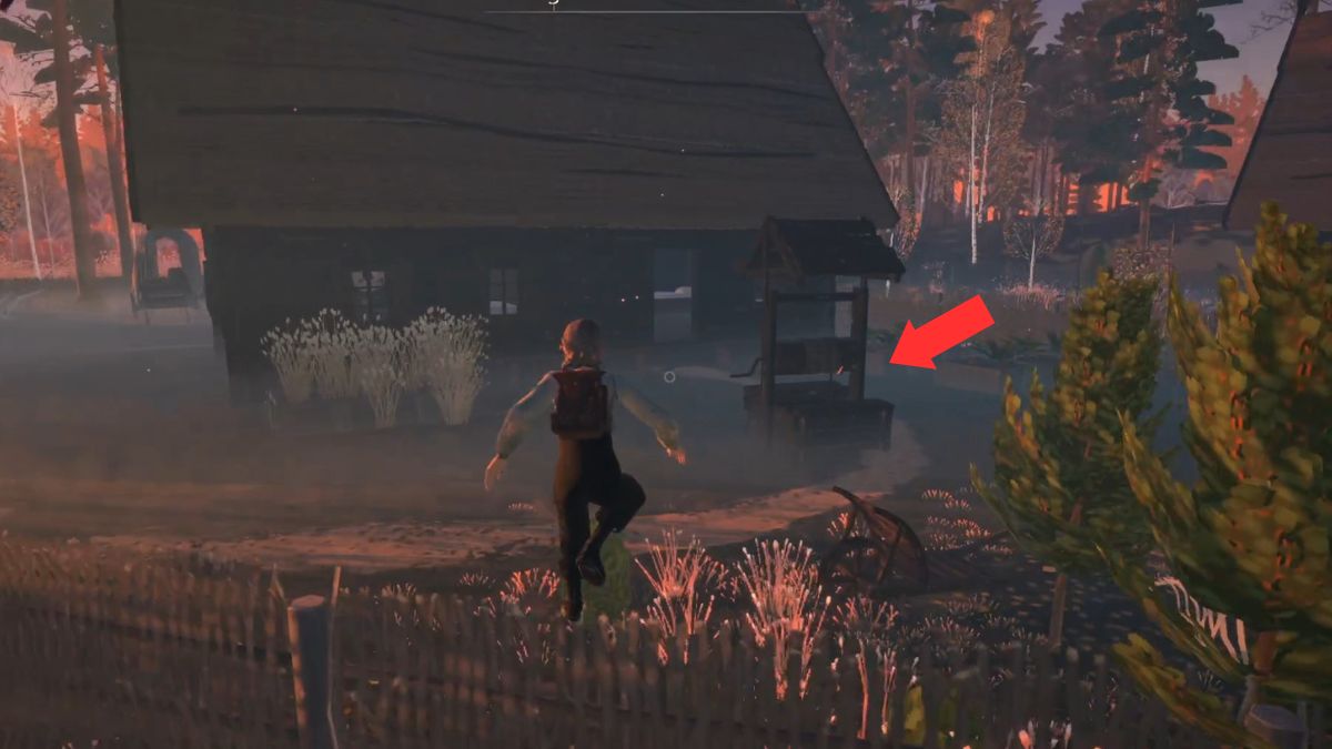 The well in Reka, highlighted by an arrow for player reference.