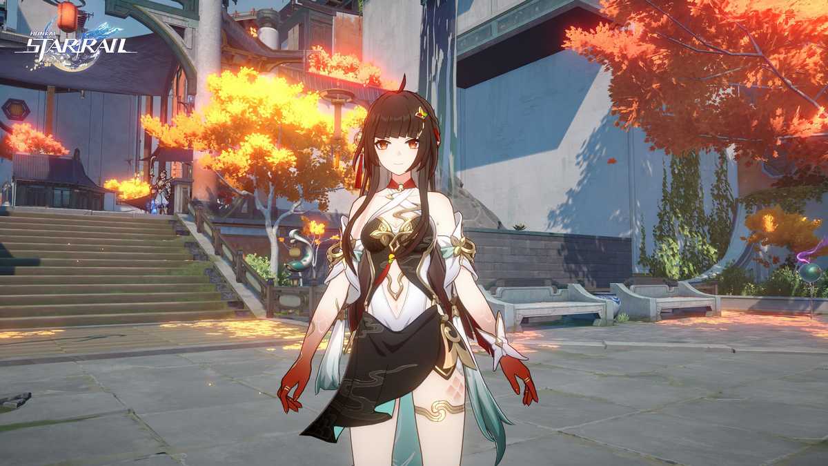 The character Lingsha standing in Honkai: Star Rail.