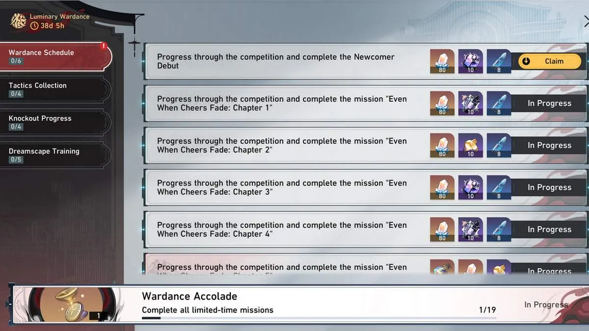 Luminary Wardance events shown in-game in Honkai: Star Rail.