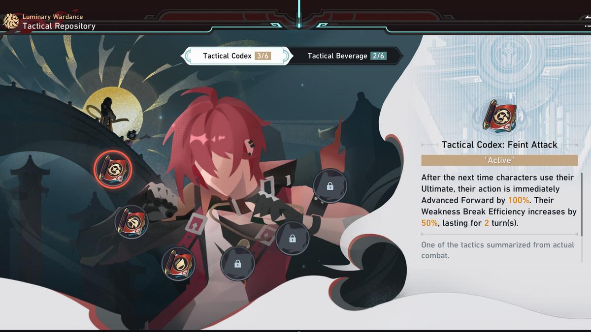 The Tactical Repository menu in the Luminary Wardance event in Honkai: Star Rail.