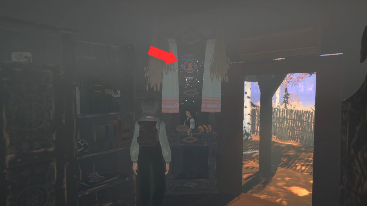 The special egg used in the Old Woman's quests, sitting on a shelf in the witch hut in Reka.