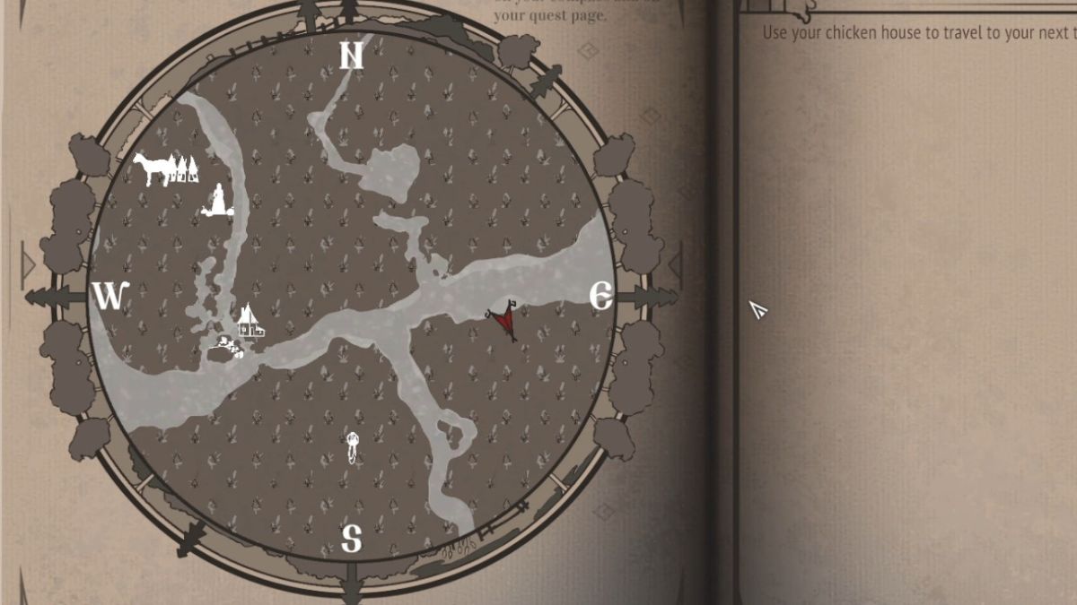 The Reka map with the location of an old barn with a chest inside marked.