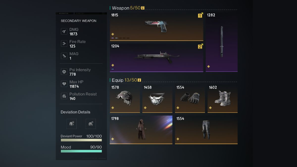 The Unstable Bomber build in the player's inventory, a meta build that more players could switch to given the recent news from Once Human.