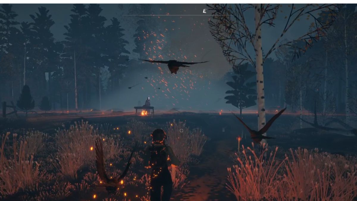 The player carries the embers back to the Old Woman in Reka.