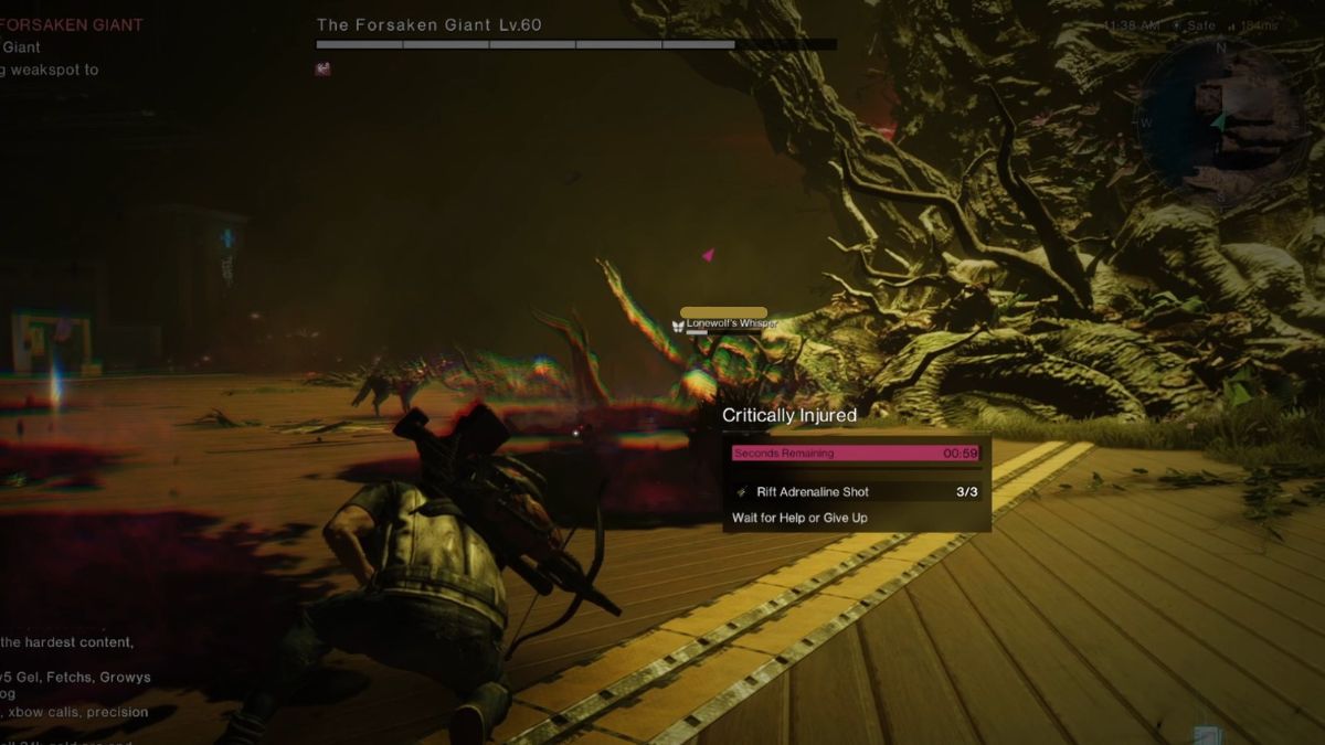 The player falls to the acid attack by the Forsaken giant in Once Human.