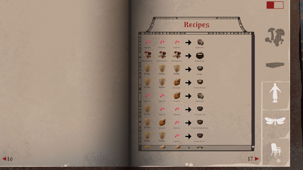 The recipe book in the game Reka