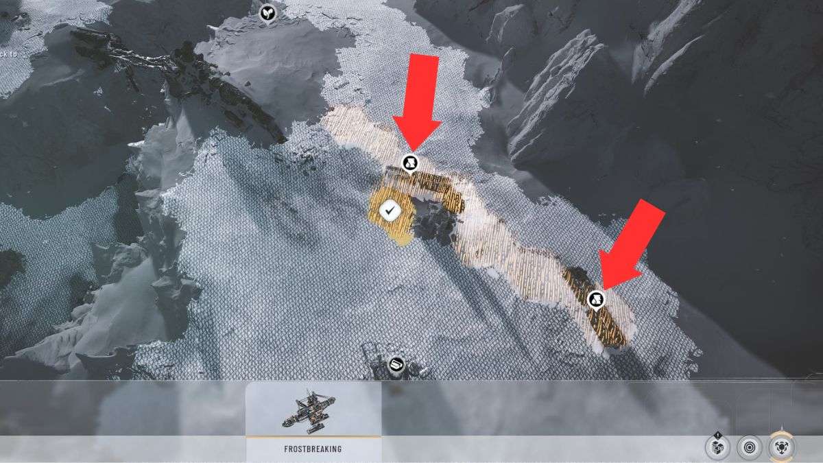 Los dos primeros vagones de petróleo en Frostpunk 2, que muestran al jugador cómo desbloquear ambos con un solo Frostbreak durante la misión del prólogo.