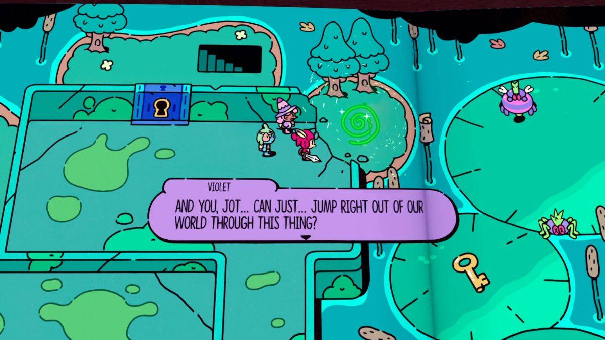 Violet ofrece una línea de diálogo en The Plucky Squire